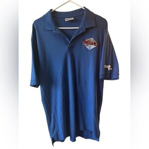 Vintage Chalk Line CBS Sports Major League Baseball Blue Polo Shirt XL